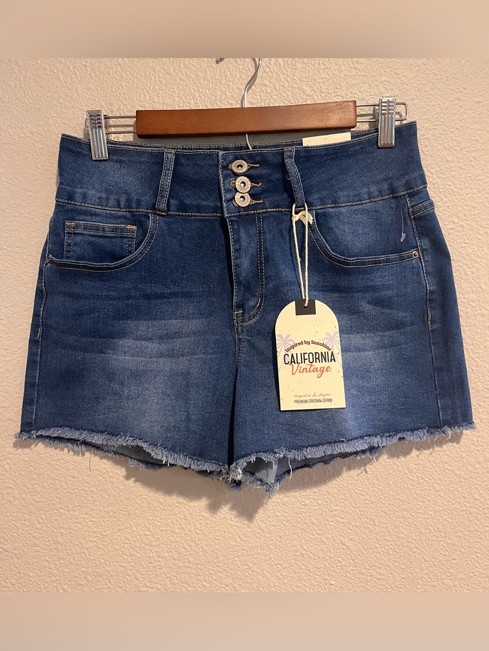 California Vintage High Rise Stretch Denim Shorts Size 11